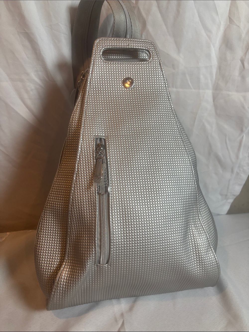 Silver Textured Sling Backpack for Men - Contemporary Everyday Carry